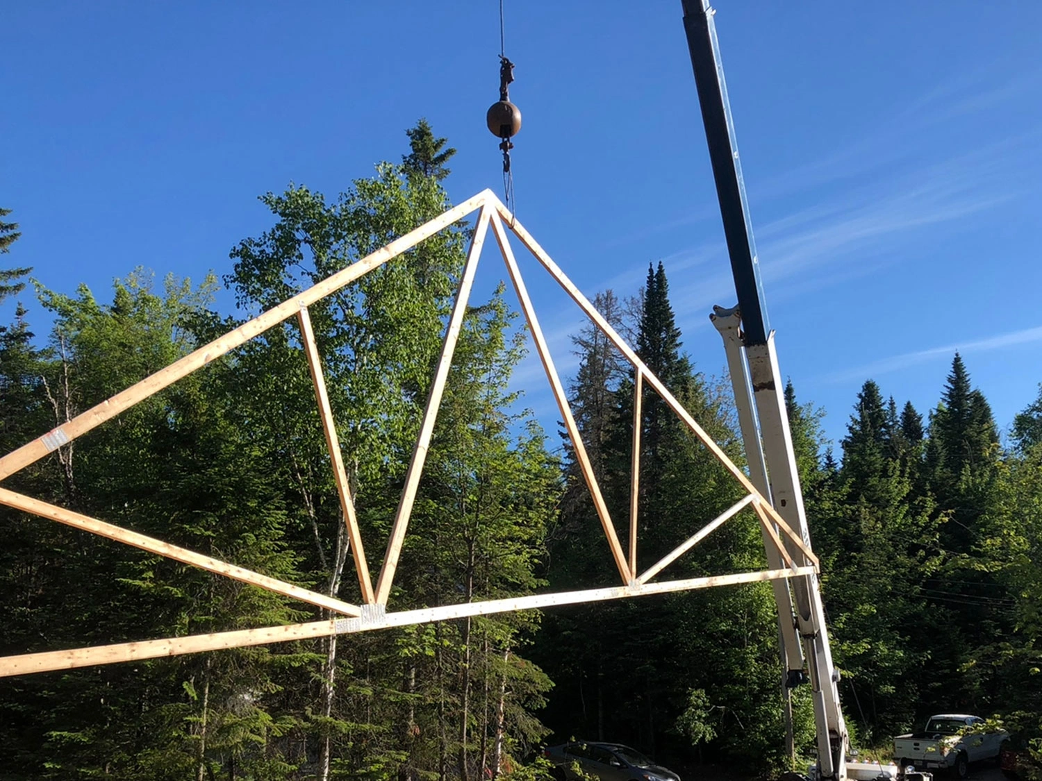 Installation Charpente De Toit Avec Grue Laurentides